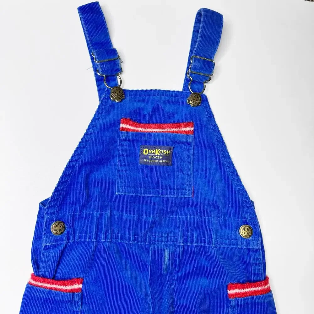 Vintage 70s OshKosh B’Gosh Vestbak Blue Corduroy Overalls 4T Union Made USA